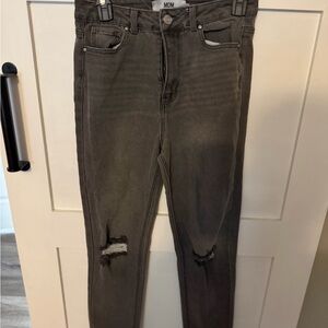 High Rise Distressed Black Jeans